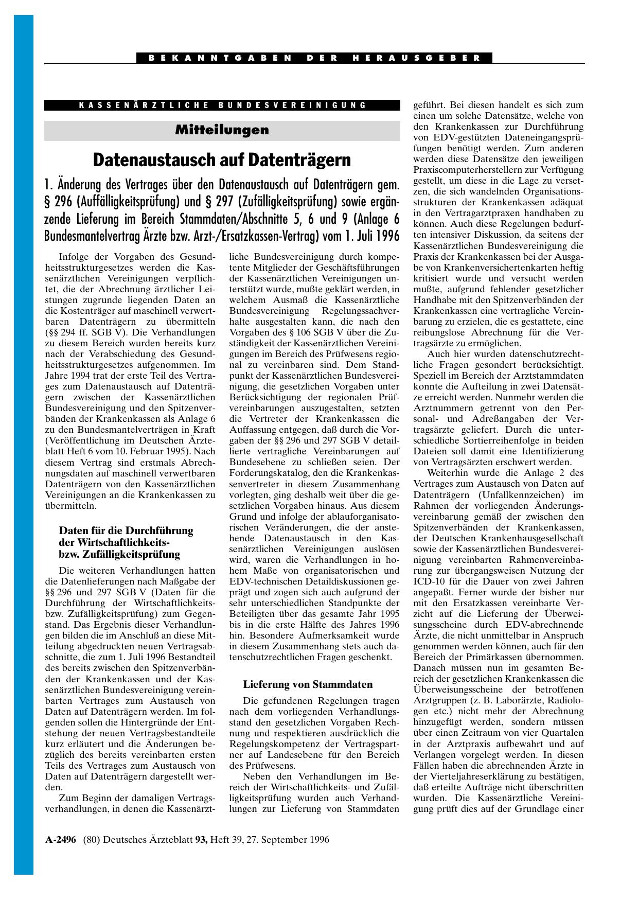 Vorschauseite 1: Mitteilungen: Datenaustausch auf Datenträgern