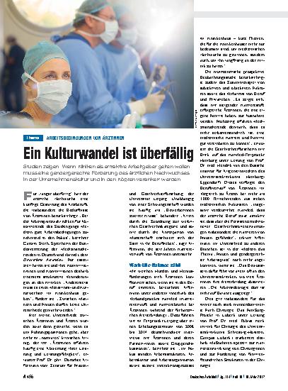 Vorschauseite 1: Arbeitsbedingungen von Ärztinnen: Ein Kulturwandel ist überfällig