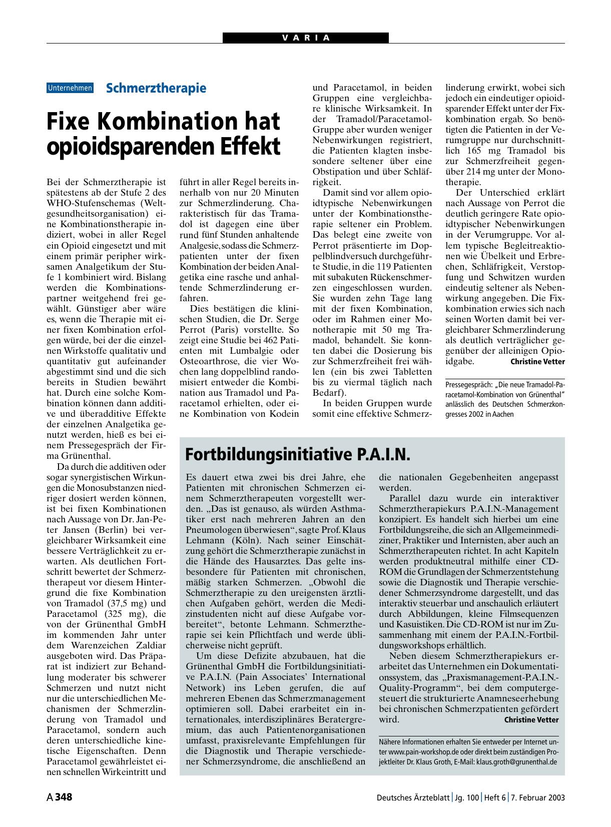 Vorschauseite 1: Fortbildungsinitiative P. A. I. N.