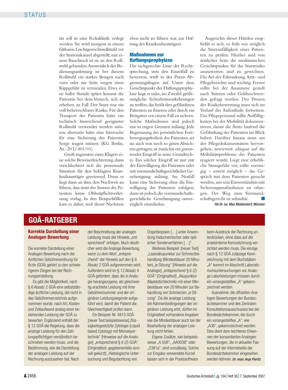 Vorschauseite 1: Korrekte Darstellung einer Analogen Bewertung