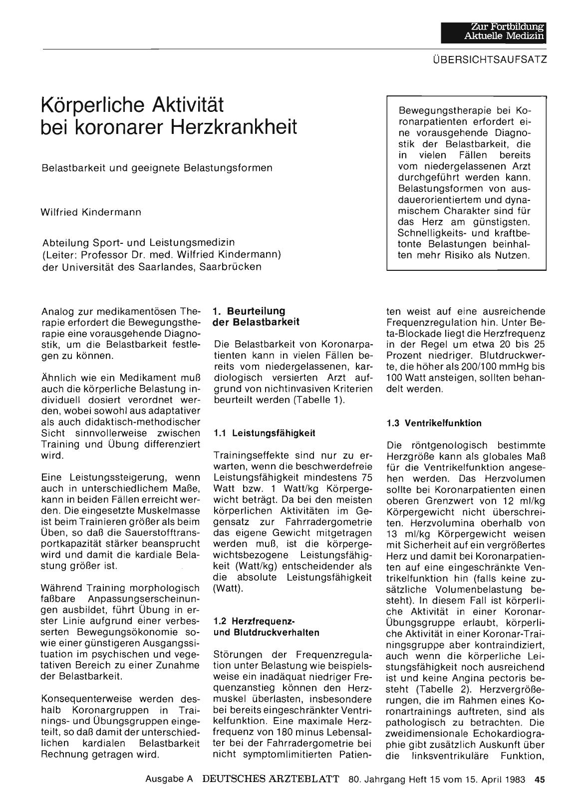 Vorschauseite 1: Körperliche Aktivität bei koronarer Herzkrankheit