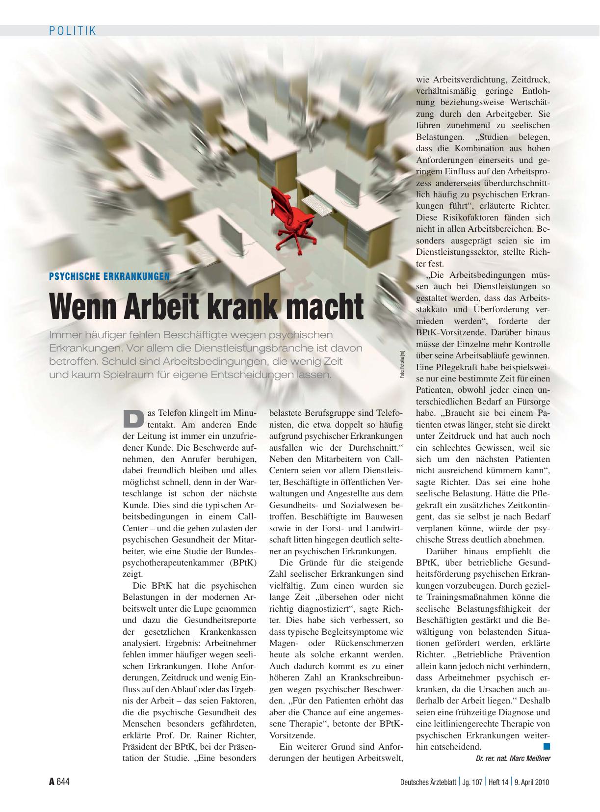 Vorschauseite 1: Psychische Erkrankungen: Wenn Arbeit krank macht