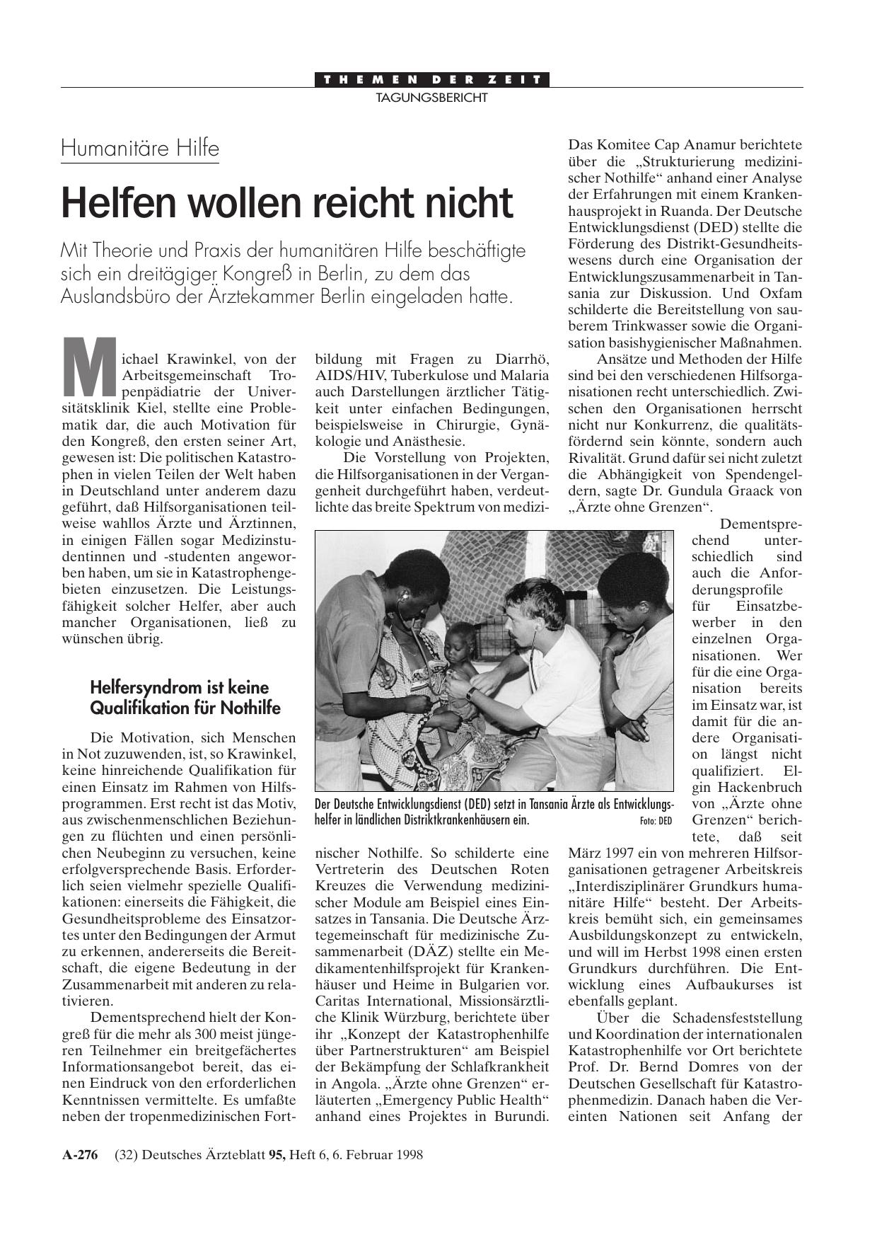 Vorschauseite 1: Humanitäre Hilfe: Helfen wollen reicht nicht