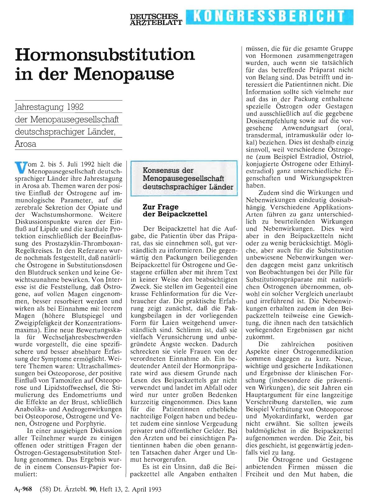 Vorschauseite 1: Hormonsubstitution in der Menopause