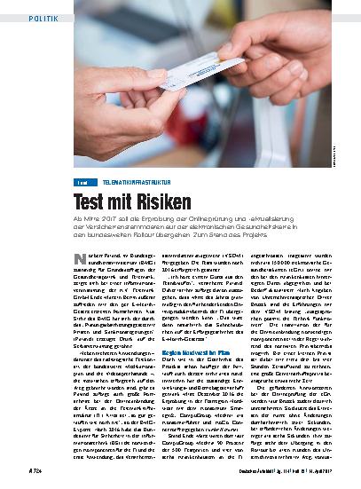 Vorschauseite 1: Telematikinfrastruktur: Test mit Risiken