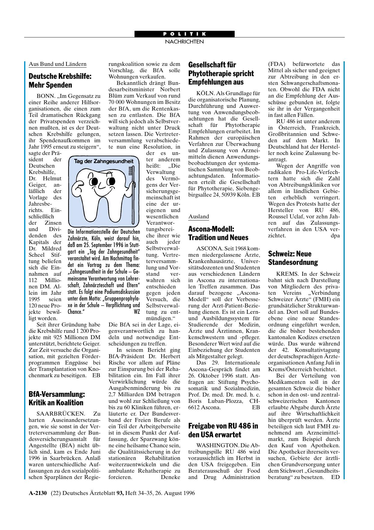 Vorschauseite 1: Tag der Zahngesundheit