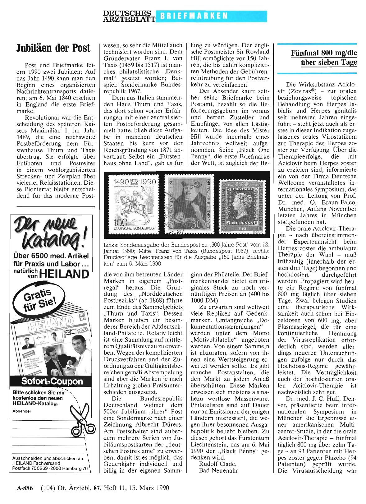 Vorschauseite 1: Jubiläen der Post
