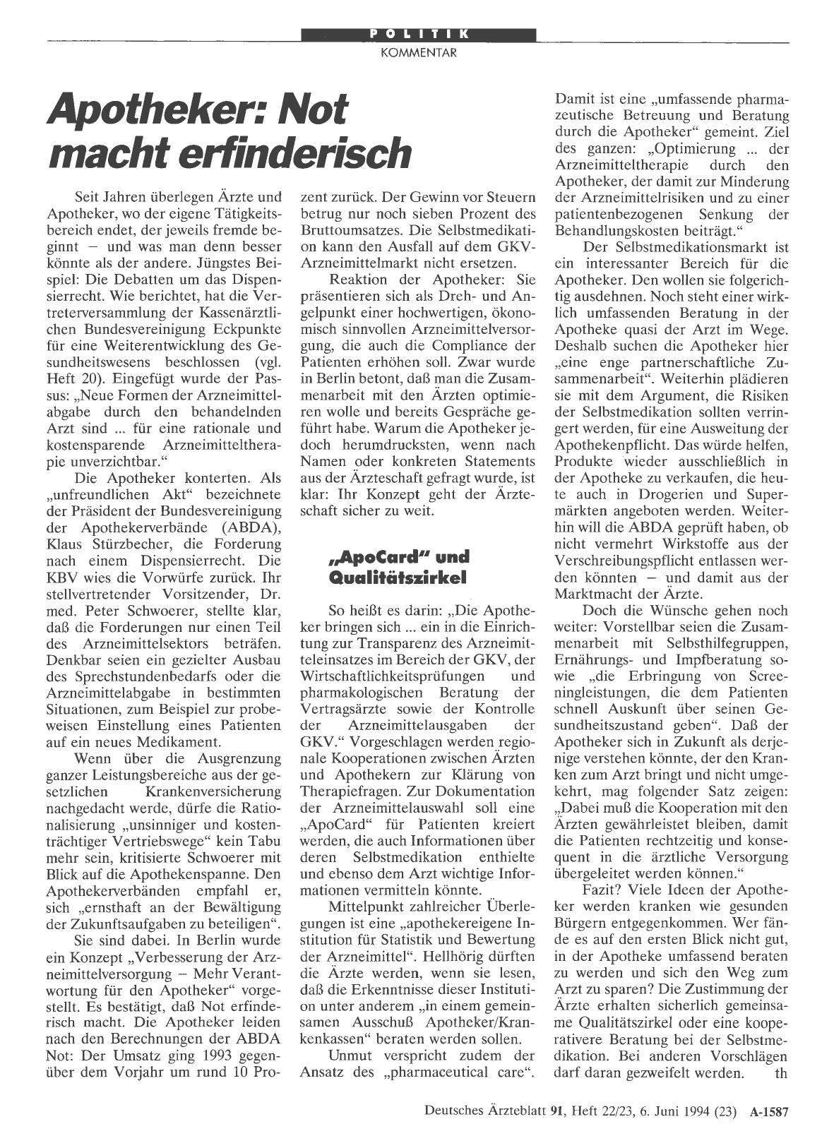 Vorschauseite 1: Apotheker: Not macht erfinderisch