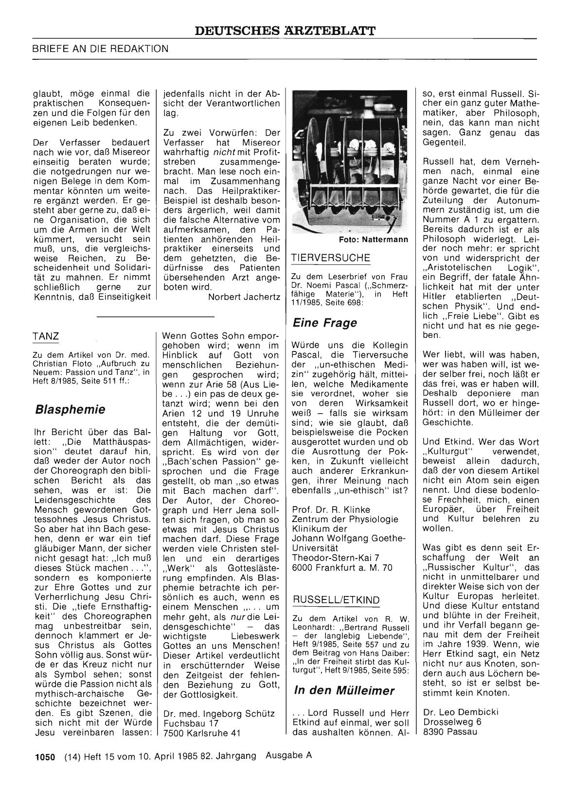 Vorschauseite 1: TIERVERSUCHE: Eine Frage