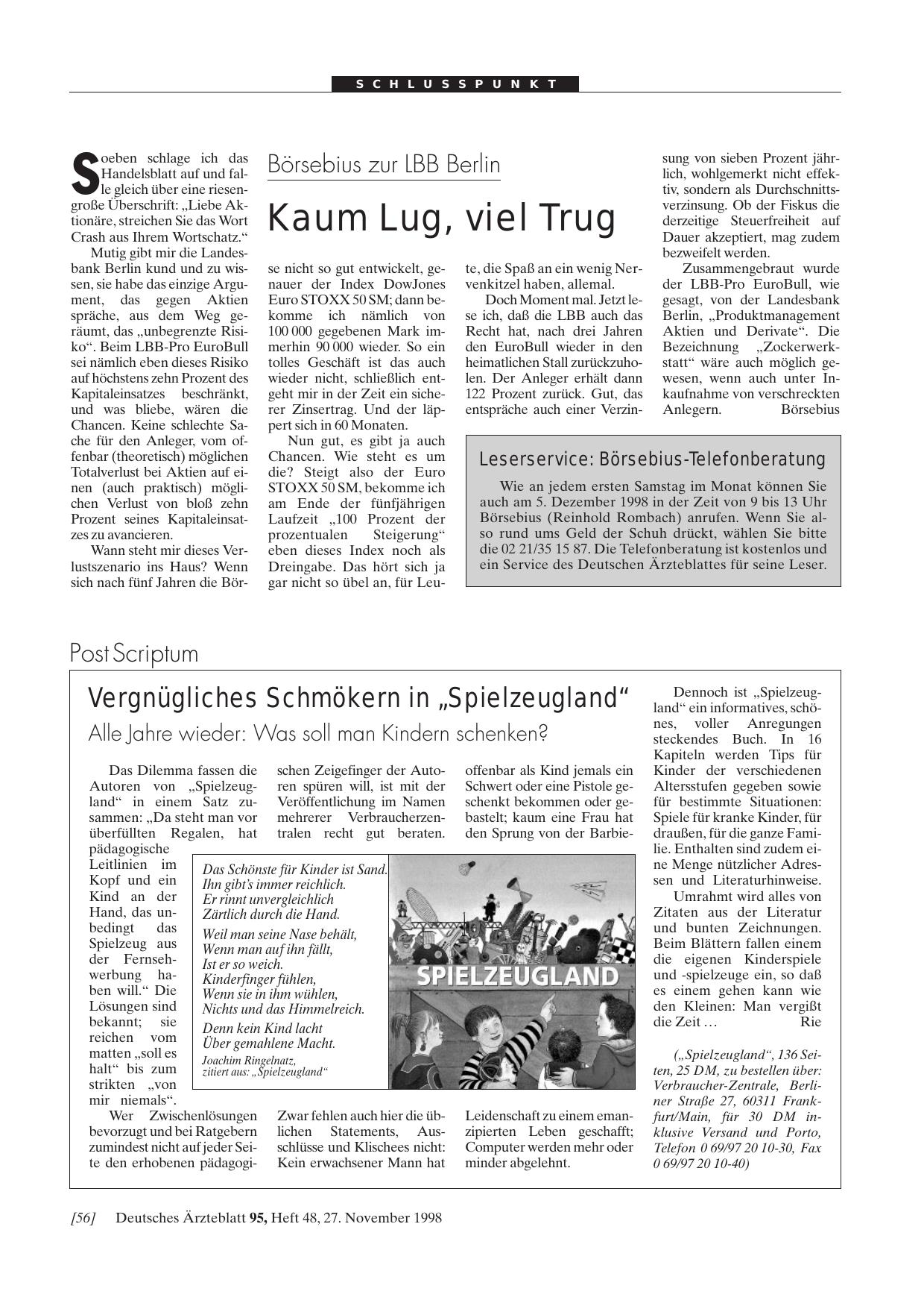 Vorschauseite 1: Börsebius zur LBB Berlin: Kaum Lug, viel Trug
