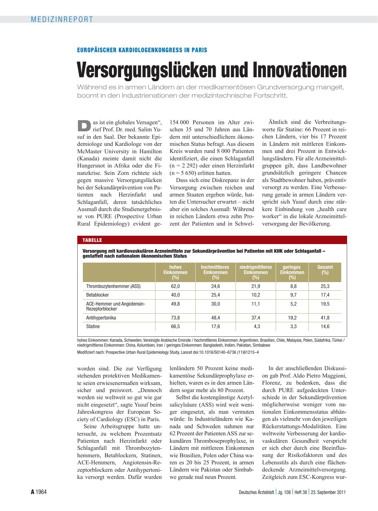 Vorschauseite 1: Europäischer Kardiologenkongress in Paris: Versorgungslücken und Innovationen