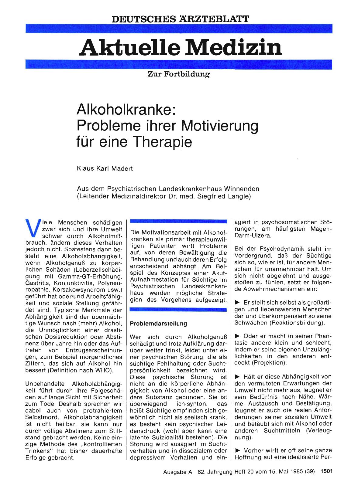 Vorschauseite 1: Alkoholkranke: Probleme ihrer Motivierung für eine Therapie