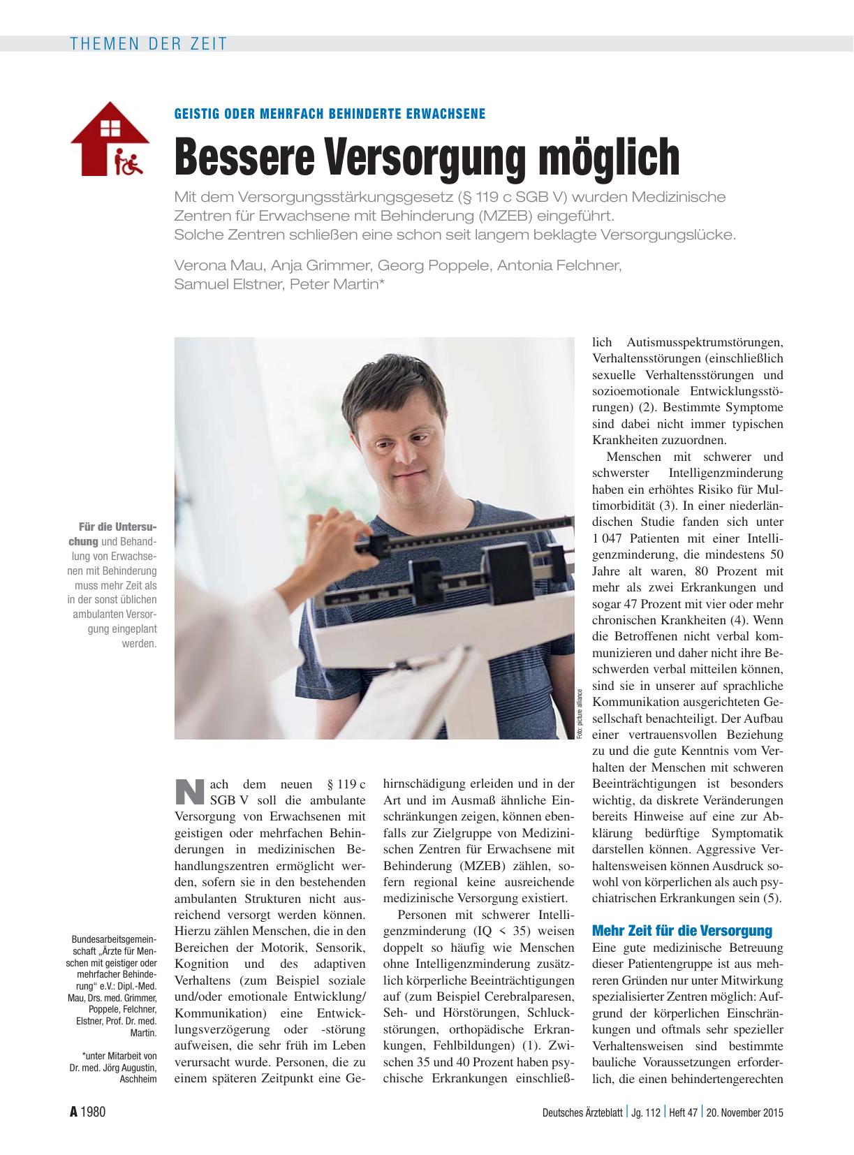 Vorschauseite 1: Geistig oder mehrfach behinderte Erwachsene: Bessere Versorgung möglich
