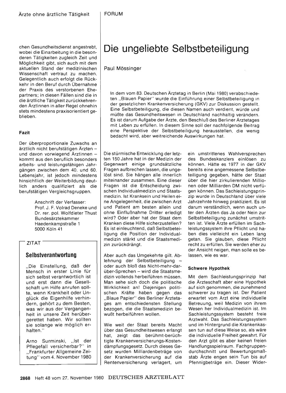 Vorschauseite 1: Die ungeliebte Selbstbeteiligung