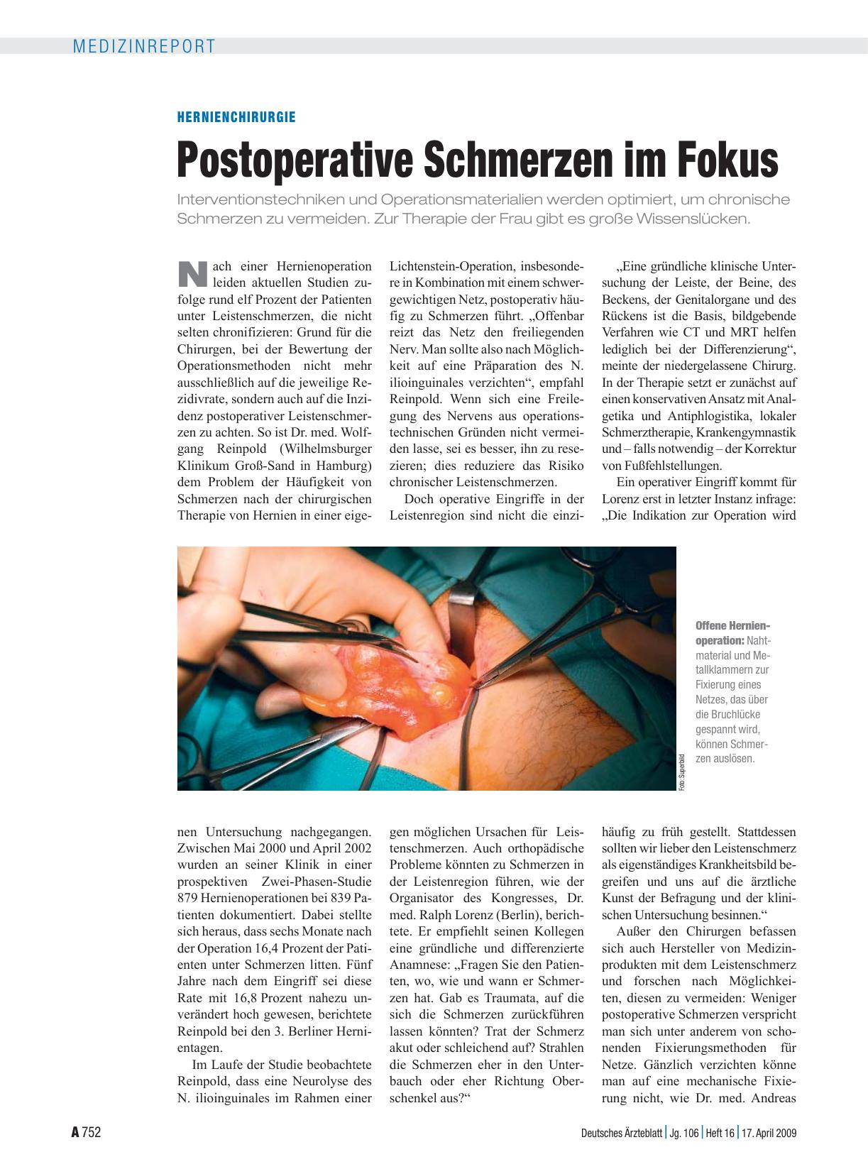 Vorschauseite 1: Hernienchirurgie: Postoperative Schmerzen im Fokus