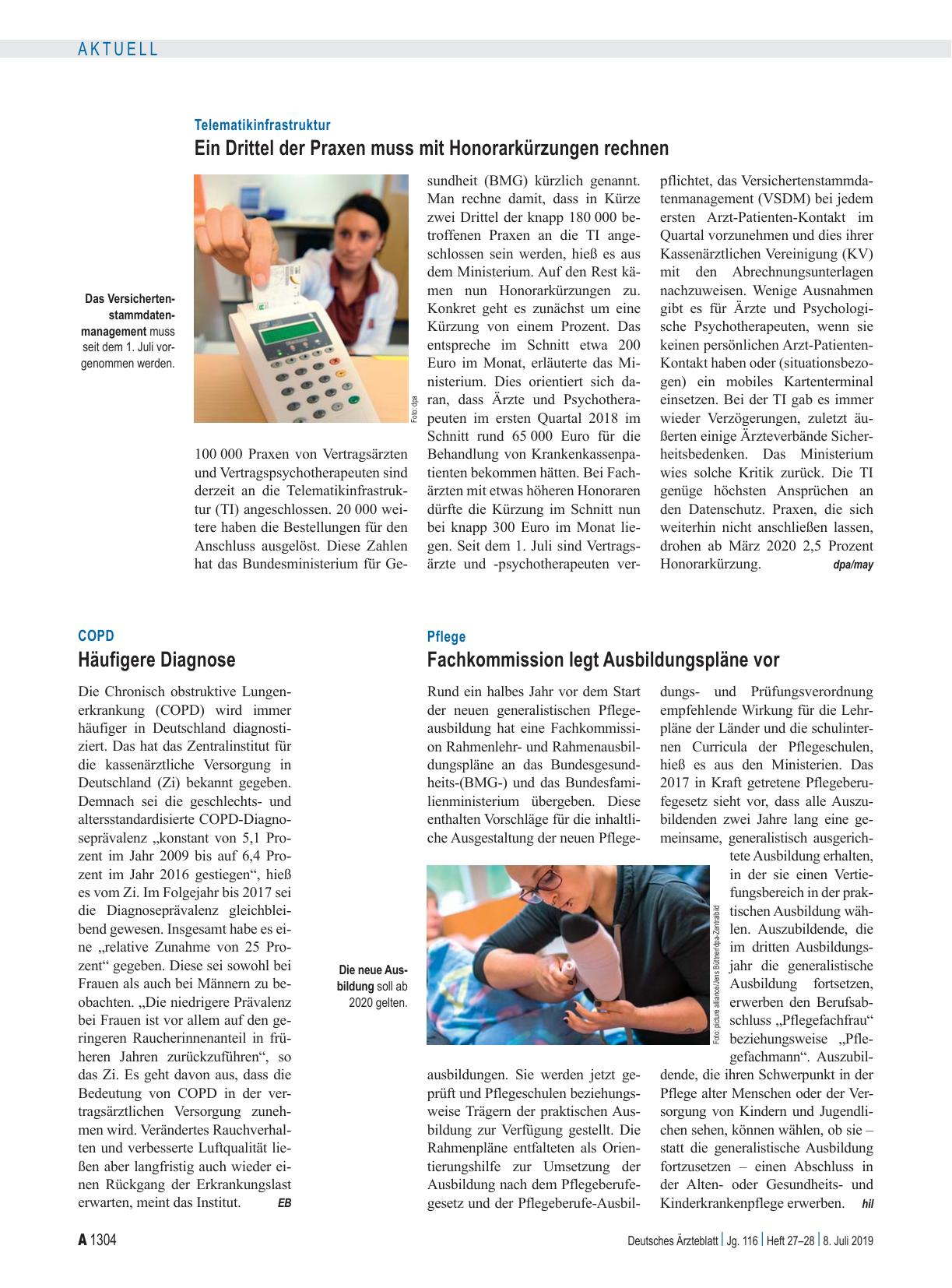 Vorschauseite 1: Pflege: Fachkommission legt Ausbildungspläne vor