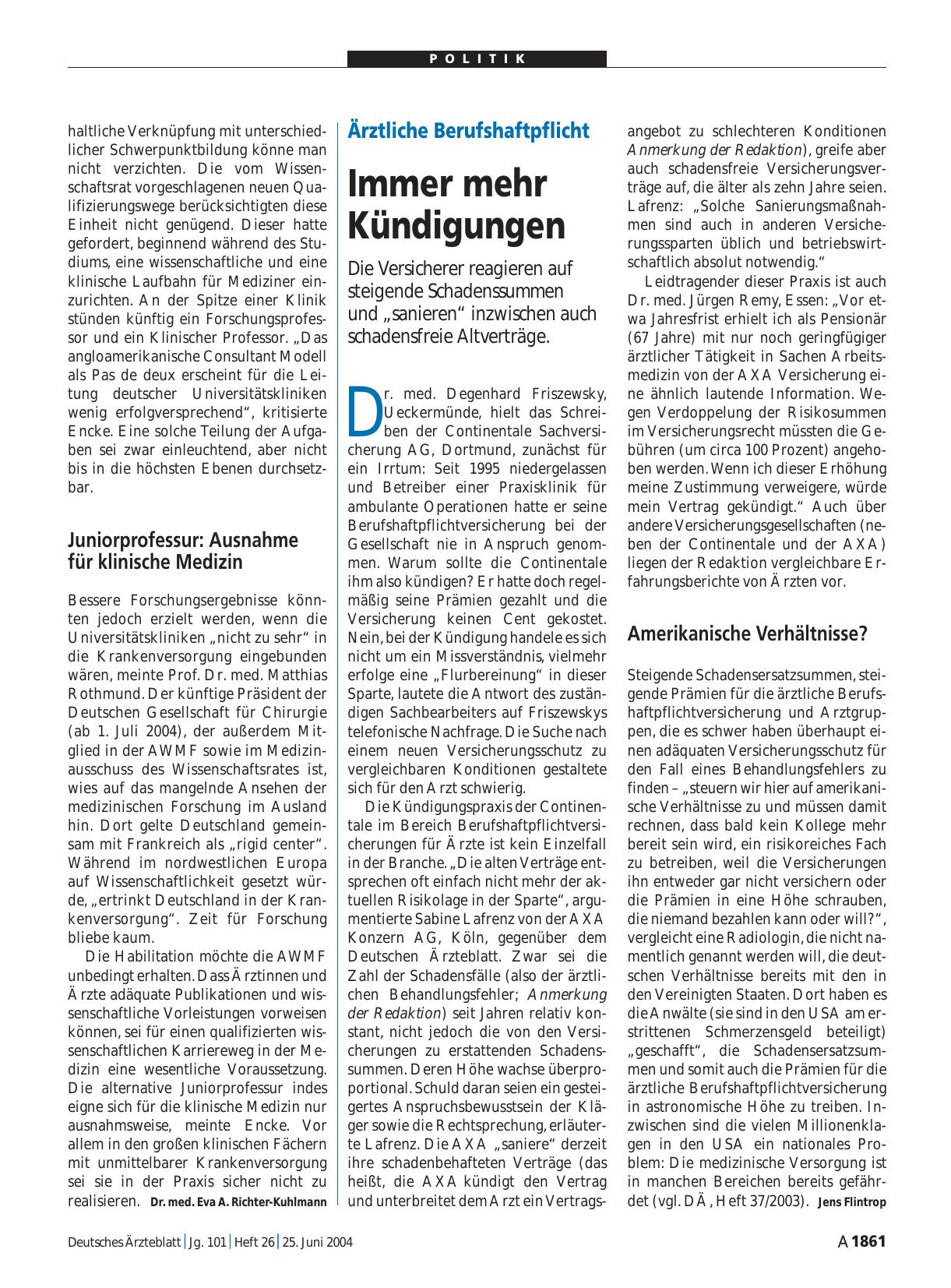Vorschauseite 1: Ärztliche Berufshaftpflicht: Immer mehr Kündigungen
