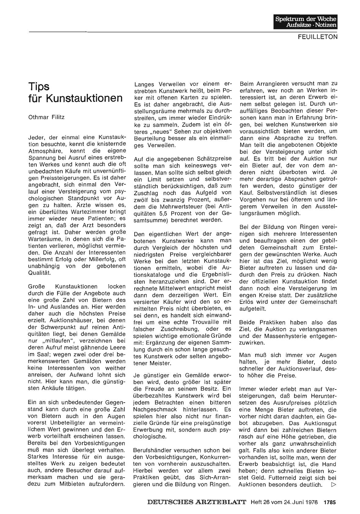 Vorschauseite 1: Tips für Kunstauktionen