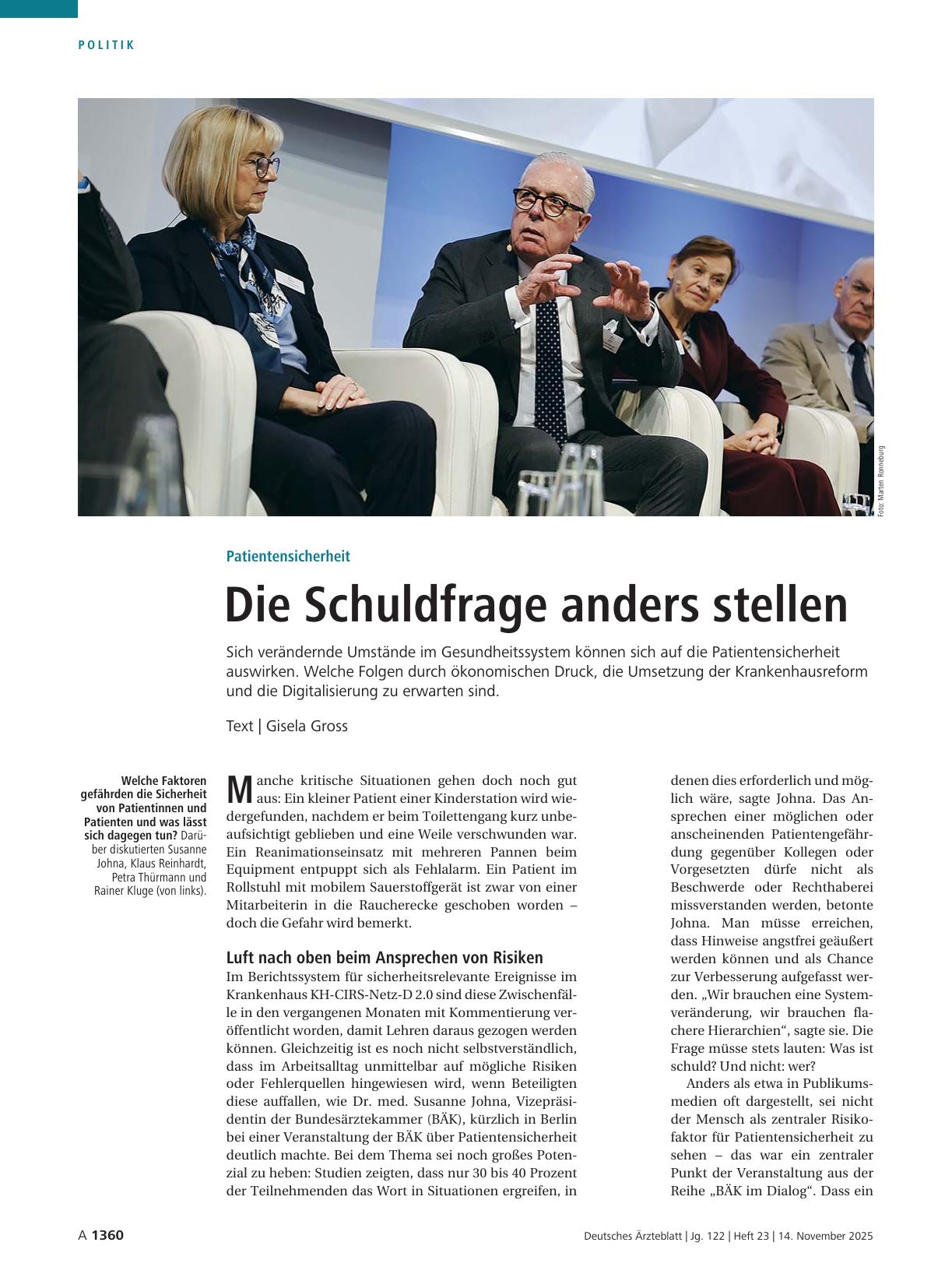 Vorschauseite 1: Patientensicherheit: Die Schuldfrage anders stellen