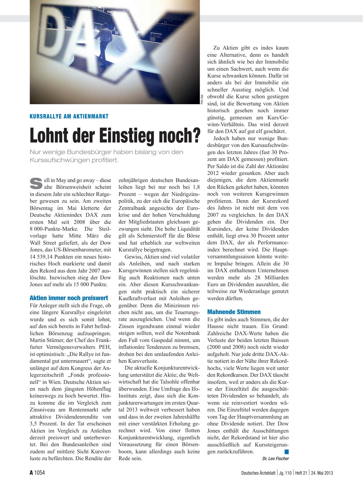 Vorschauseite 1: Kursrallye am Aktienmarkt: Lohnt der Einstieg noch?