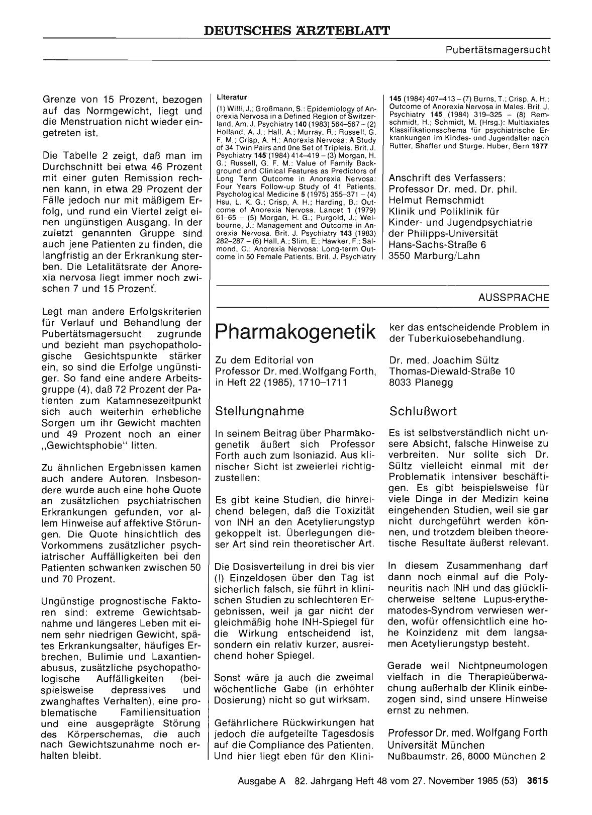 Vorschauseite 1: Pharmakogenetik: Schlußwort