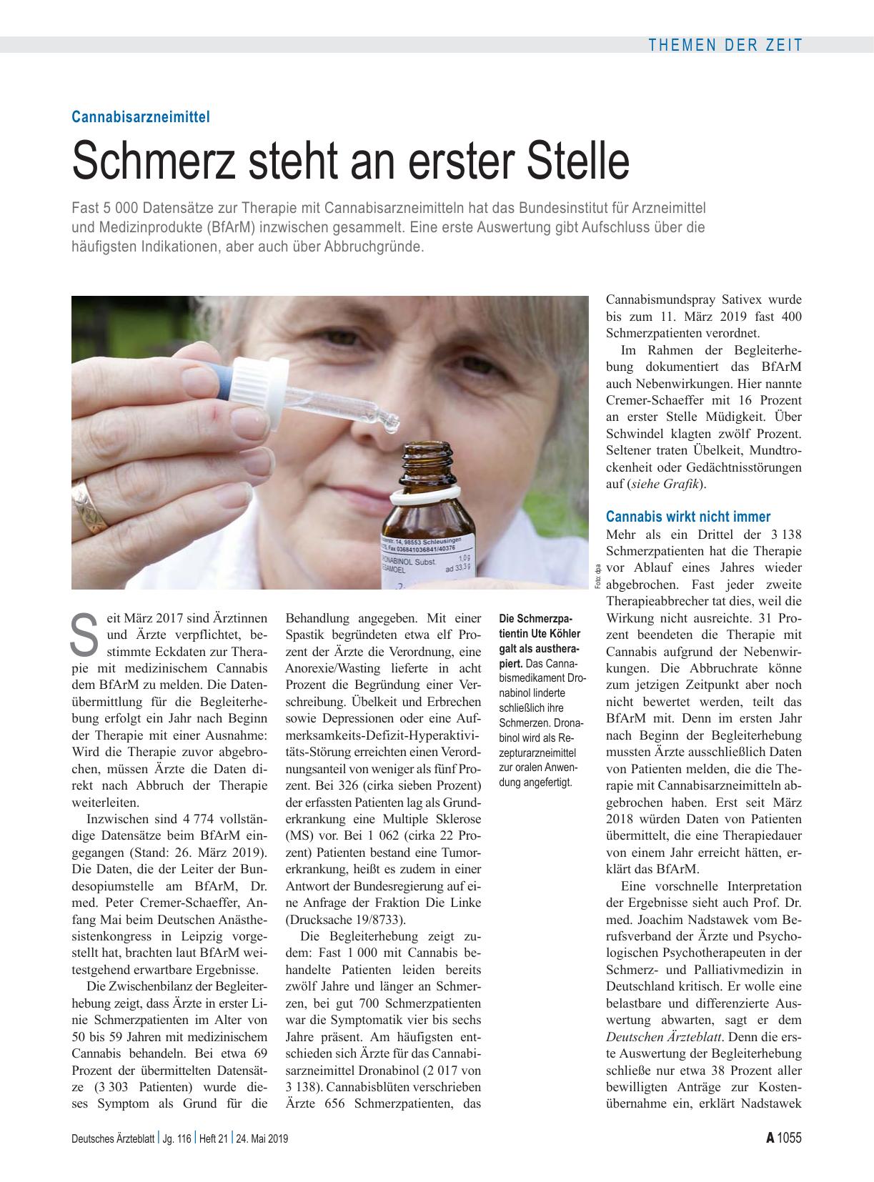Vorschauseite 1: Cannabisarzneimittel: Schmerz steht an erster Stelle