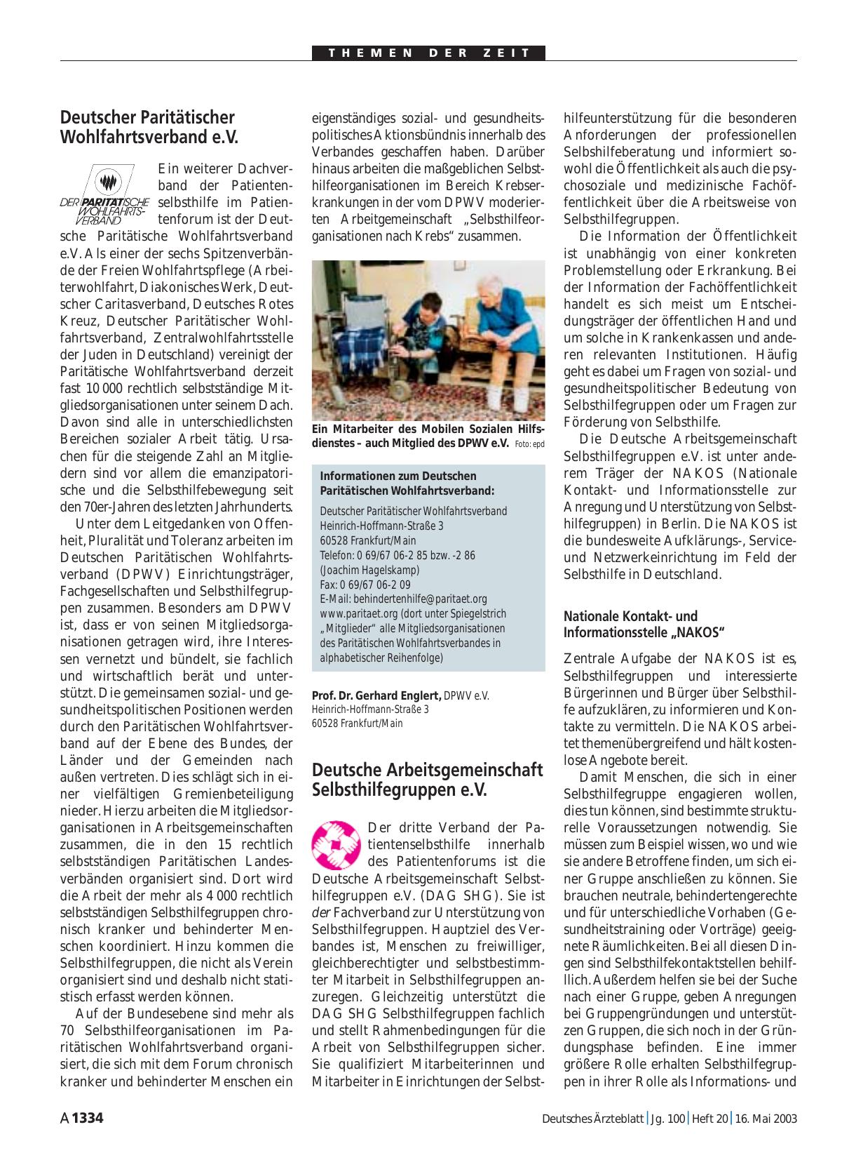 Vorschauseite 1: Arzt & Selbsthilfe: Deutsche Arbeitsgemeinschaft Selbsthilfegruppen e. V.