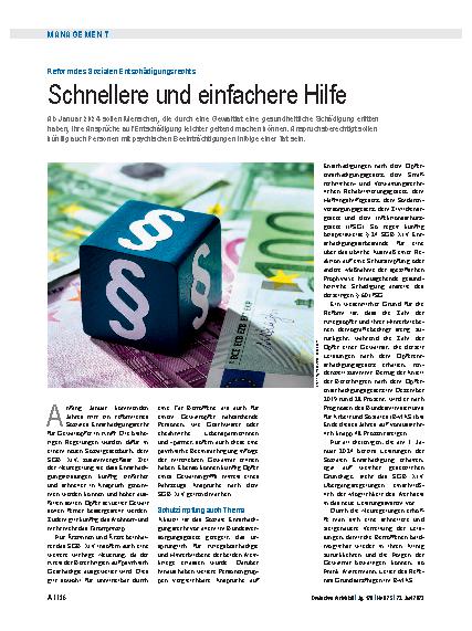 Vorschauseite 1: Reform des Sozialen Entschädigungsrechts: Schnellere und einfachere Hilfe