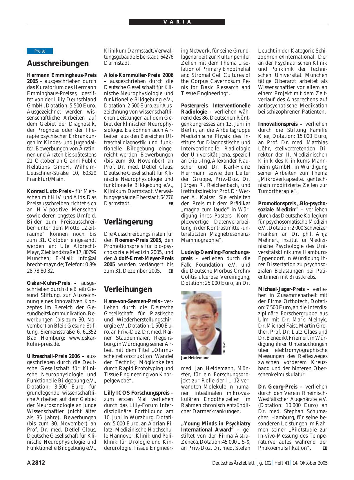 Vorschauseite 1: Ausschreibungen