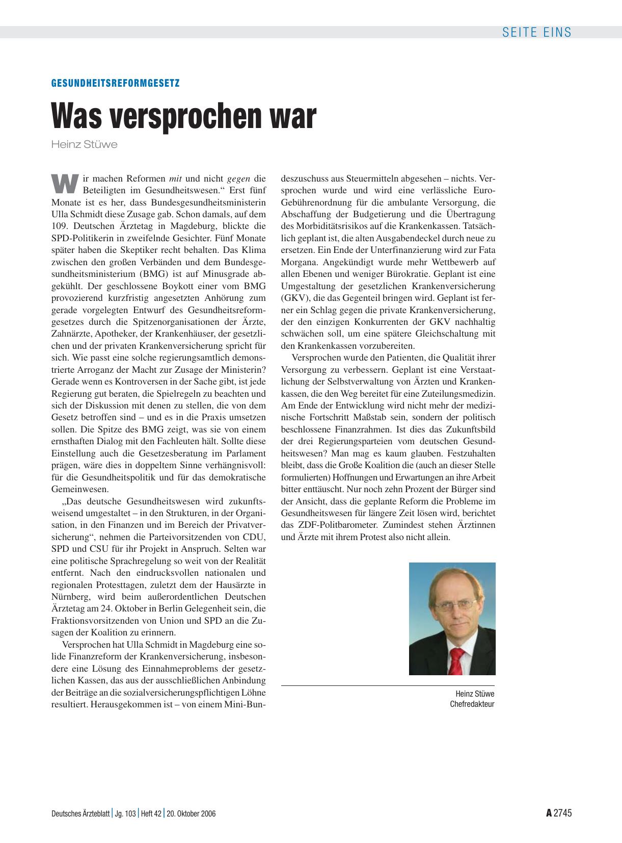Vorschauseite 1: Gesundheitsreformgesetz: Was versprochen war