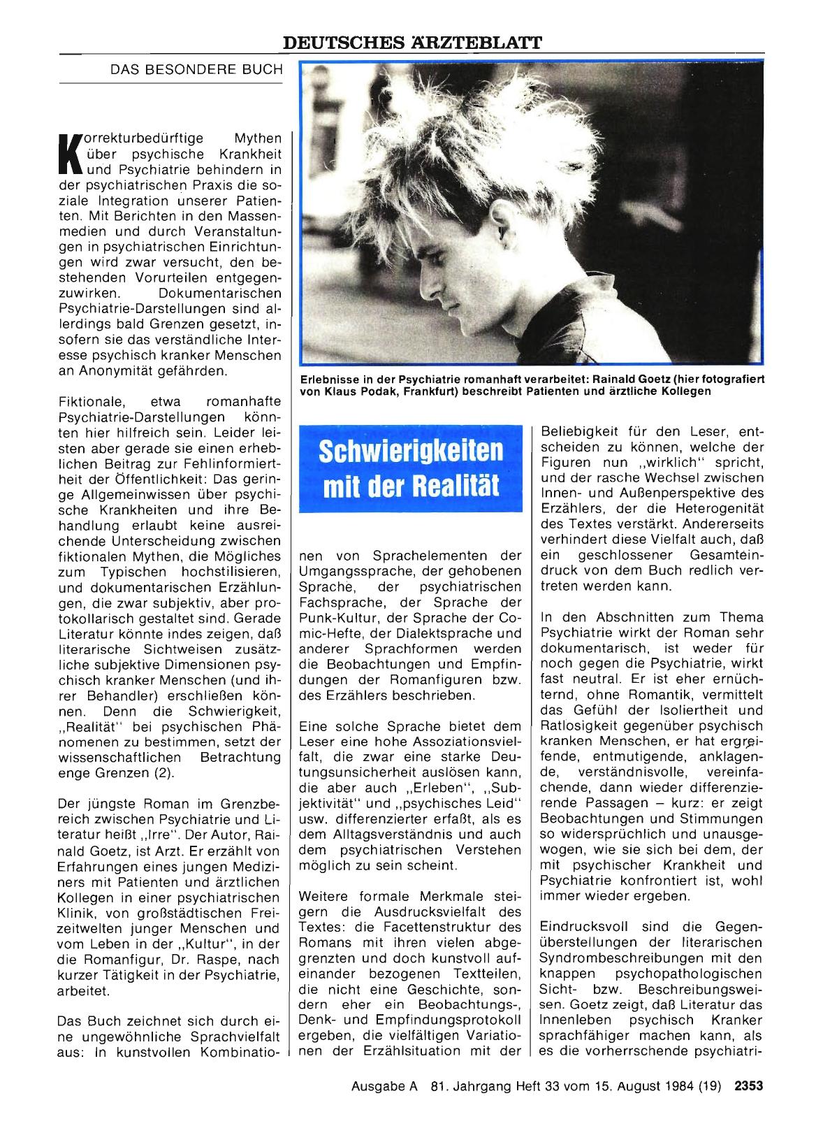 Vorschauseite 1: Schwierigkeiten mit der Realität