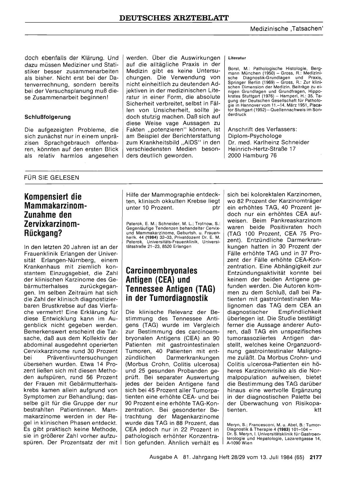 Vorschauseite 1: Carcinoembryonales Antigen (CEA) und Tennessee Antigen (TAG) in der Tumordiagnostik