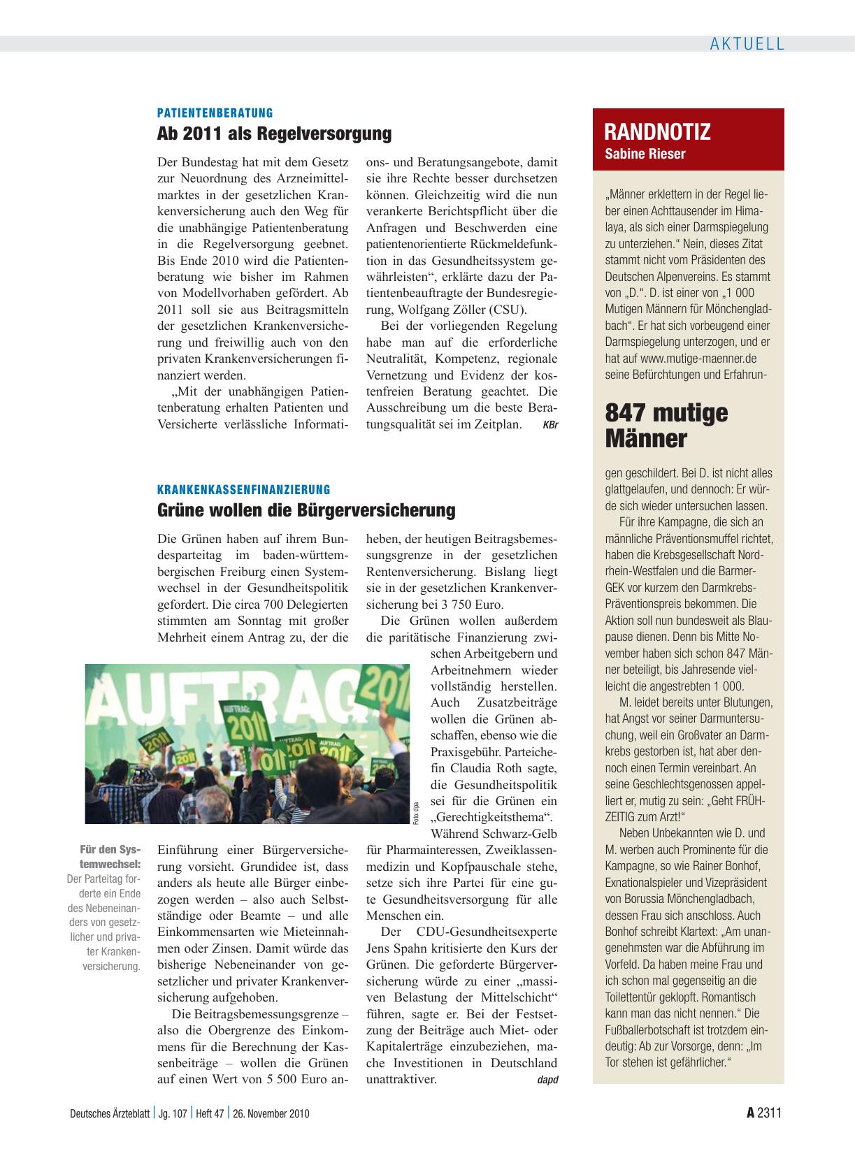 Vorschauseite 1: Krankenkassenfinanzierung: Grüne wollen die Bürgerversicherung