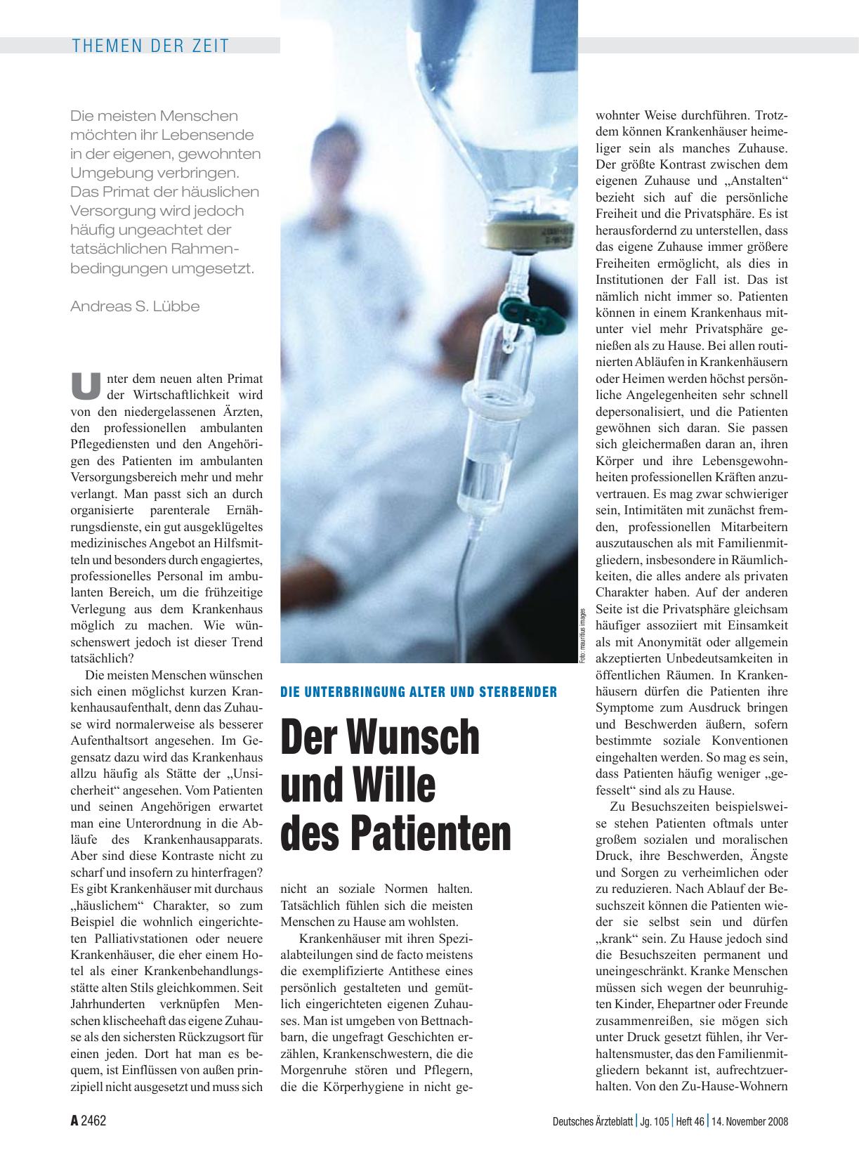 Vorschauseite 1: Die Unterbringung Alter und Sterbender: Der Wunsch und Wille des Patienten