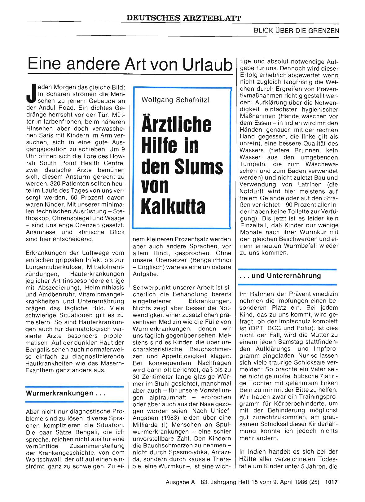 Vorschauseite 1: Eine andere Art von Urlaub: Ärztliche Hilfe in den Slums von Kalkutta