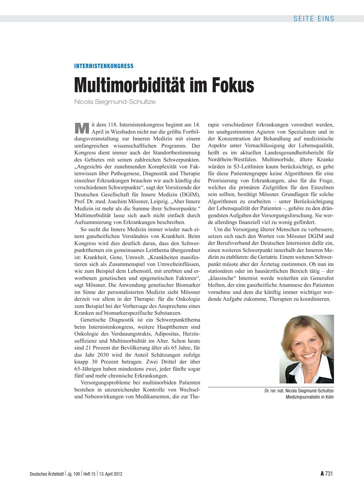 Vorschauseite 1: Internistenkongress: Multimorbidität im Fokus