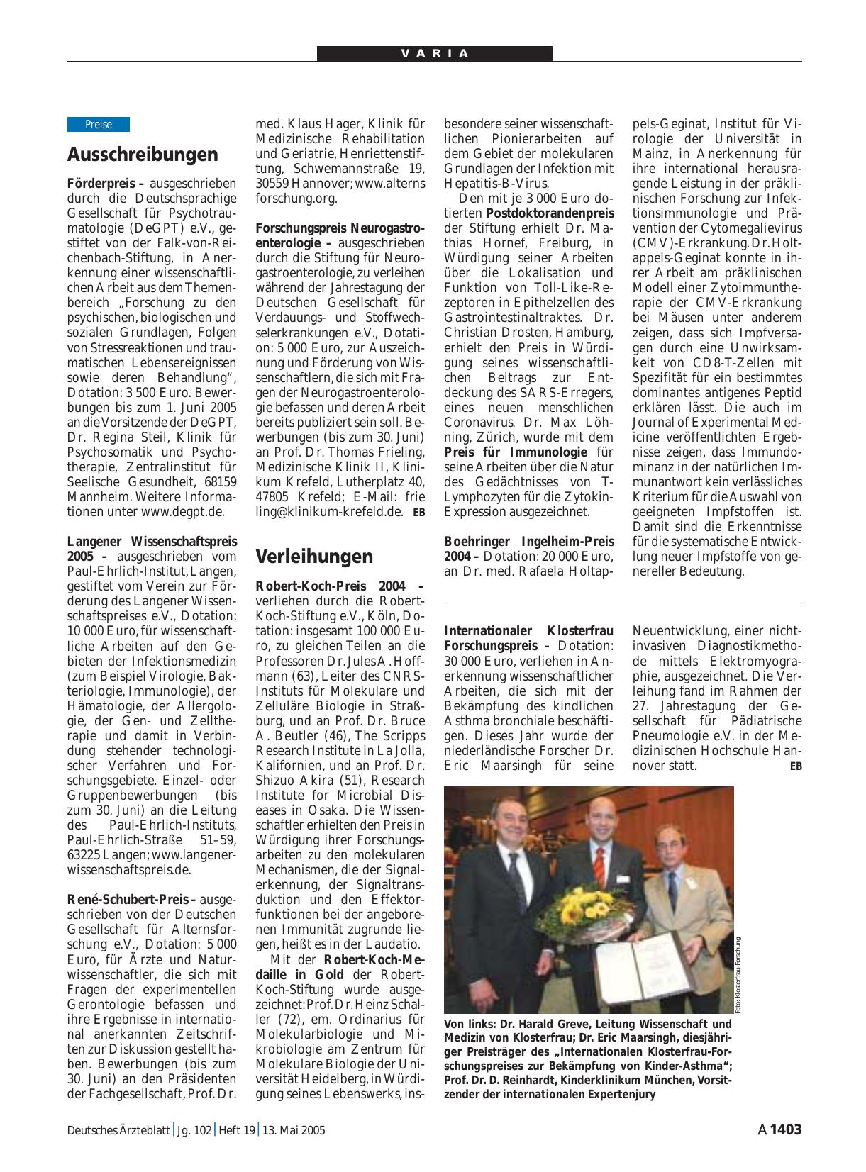 Vorschauseite 1: Ausschreibungen