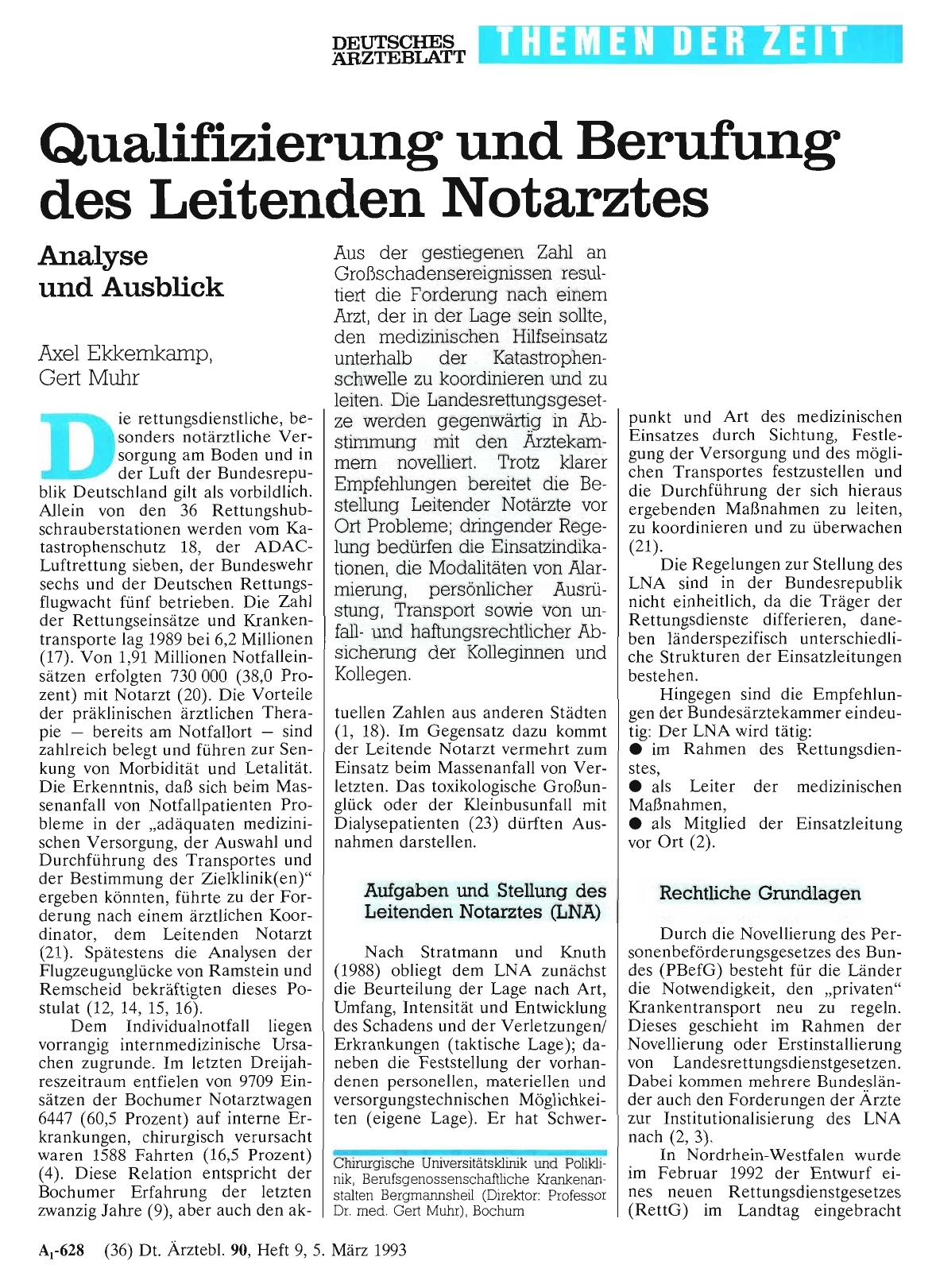 Vorschauseite 1: Qualifizierung und Berufung des Leitenden Notarztes