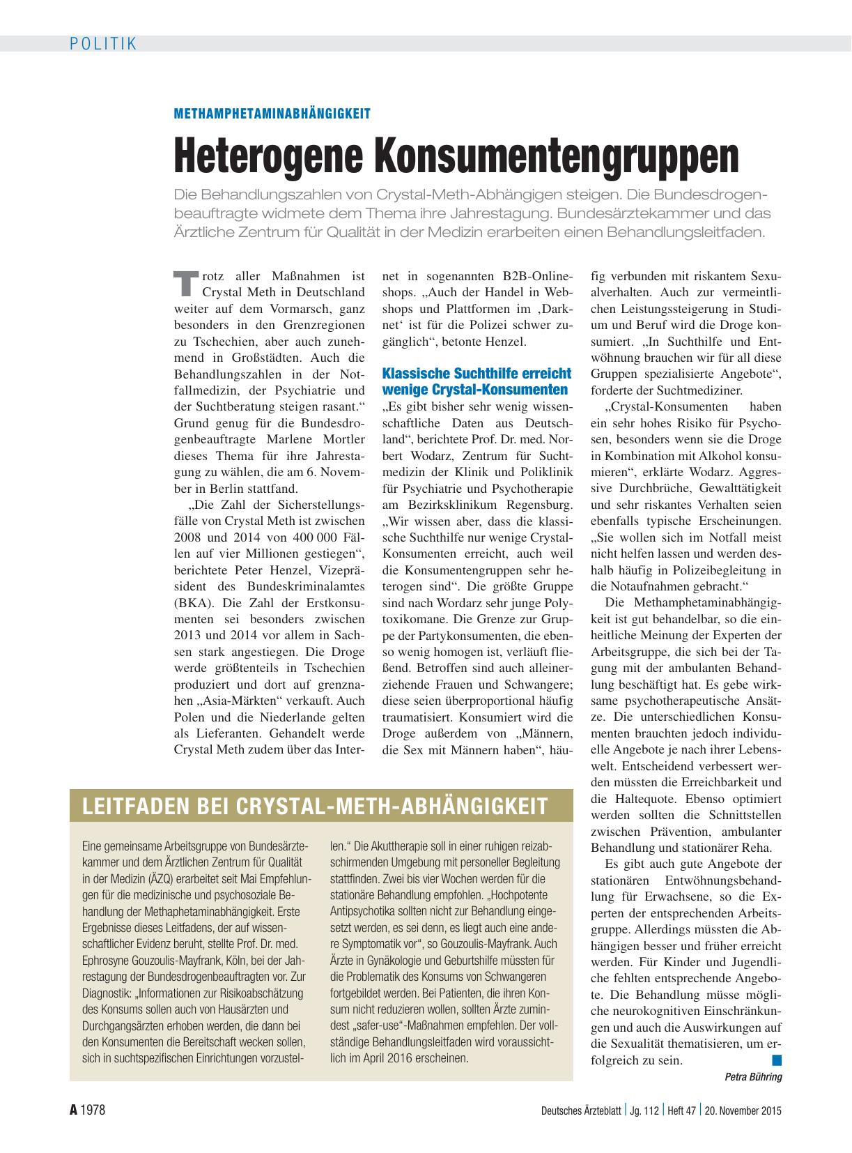 Vorschauseite 1: Methamphetaminabhängigkeit: Heterogene Konsumentengruppen