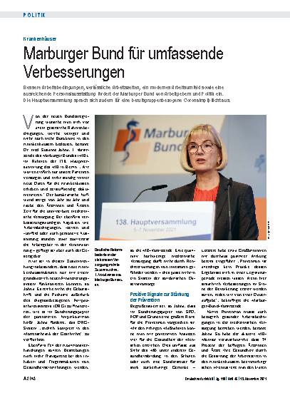 Vorschauseite 1: Krankenhäuser: Marburger Bund für umfassende Verbesserungen