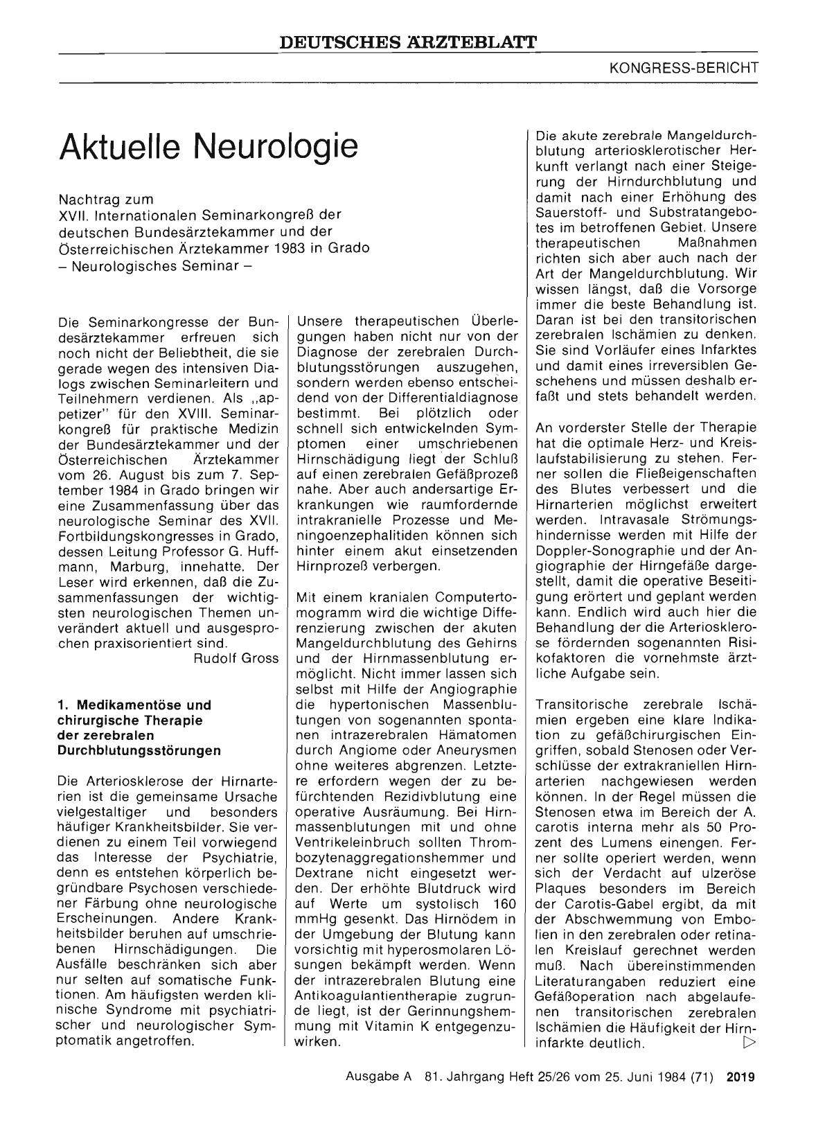 Vorschauseite 1: Aktuelle Neurologie