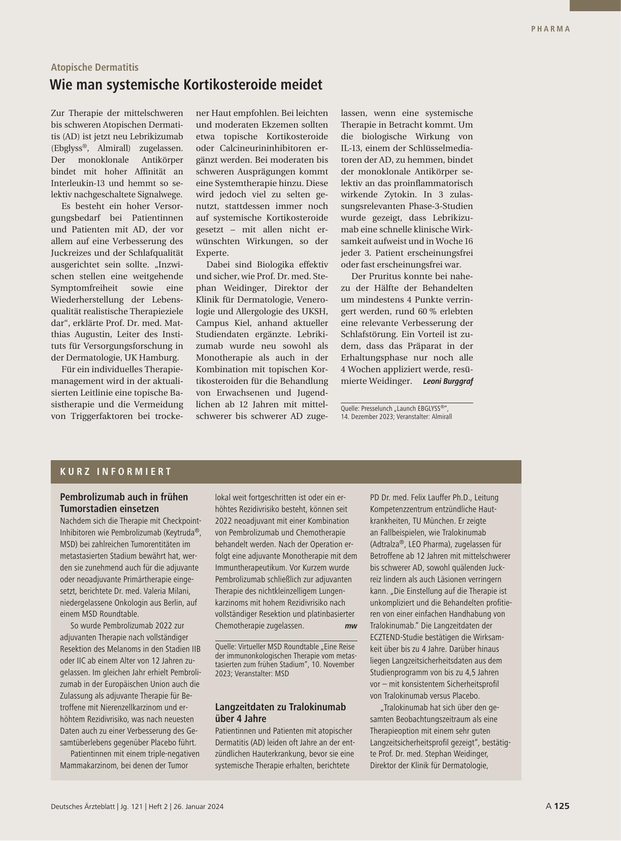 Vorschauseite 1: Kurz informiert.