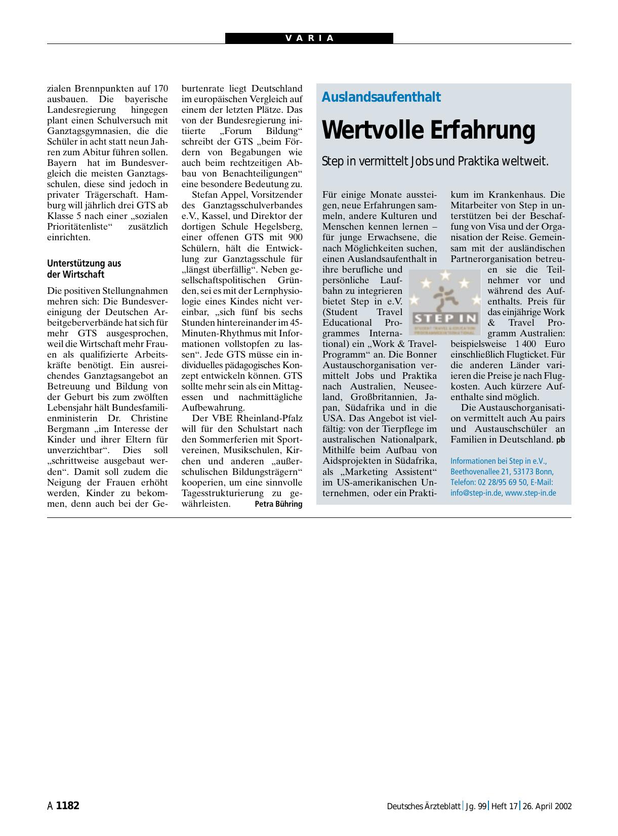 Vorschauseite 1: Auslandsaufenthalt: Wertvolle Erfahrung