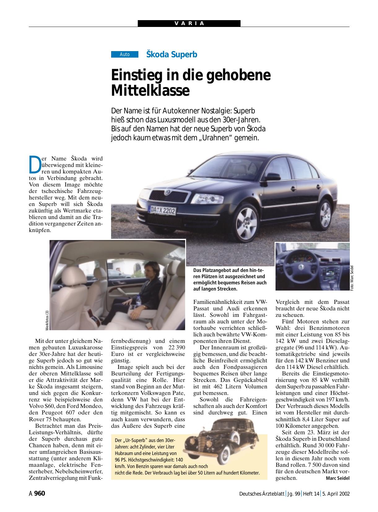 Vorschauseite 1: Škoda Superb: Einstieg in die gehobene Mittelklasse