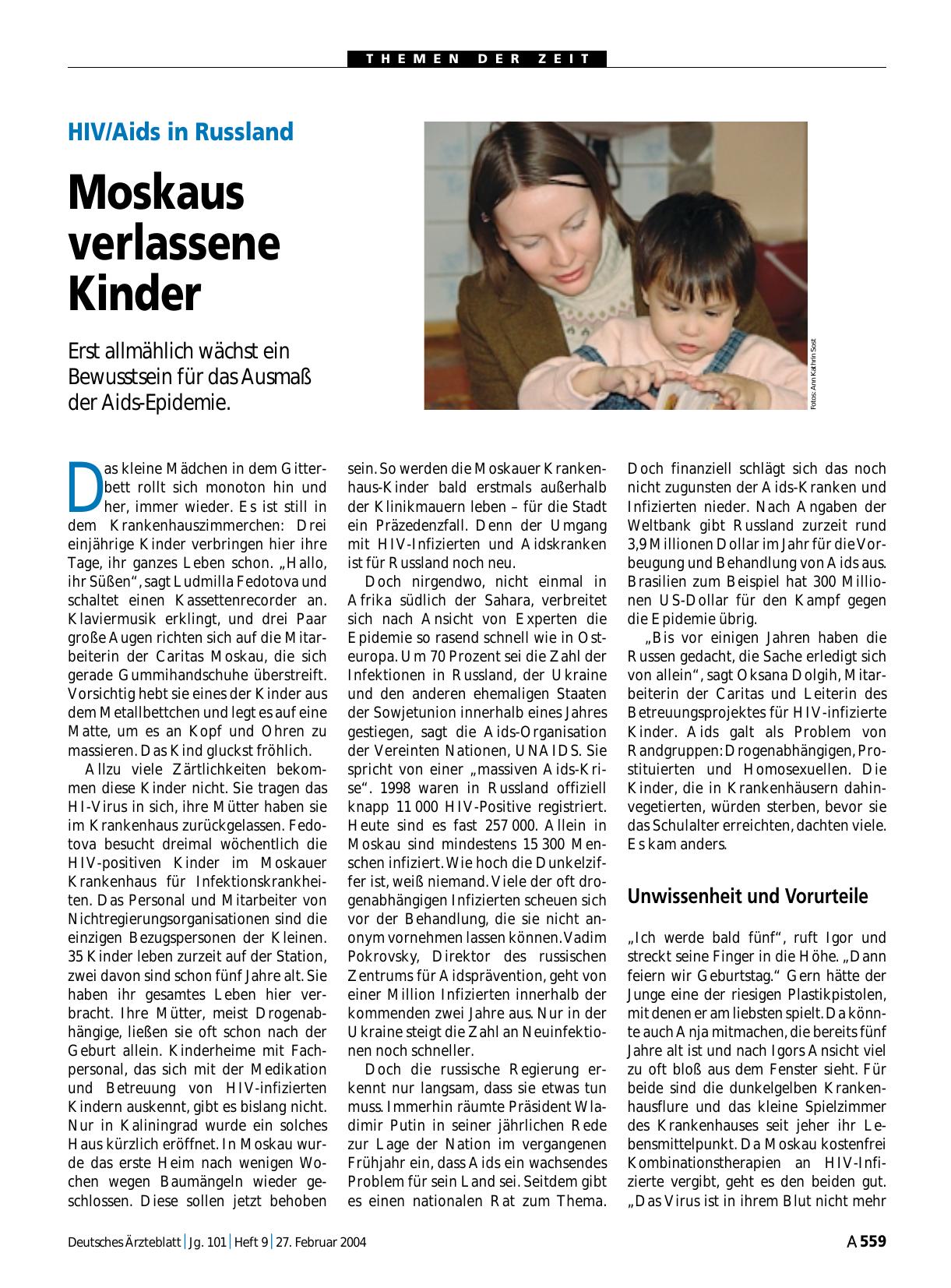 Vorschauseite 1: HIV/Aids in Russland: Moskaus verlassene Kinder
