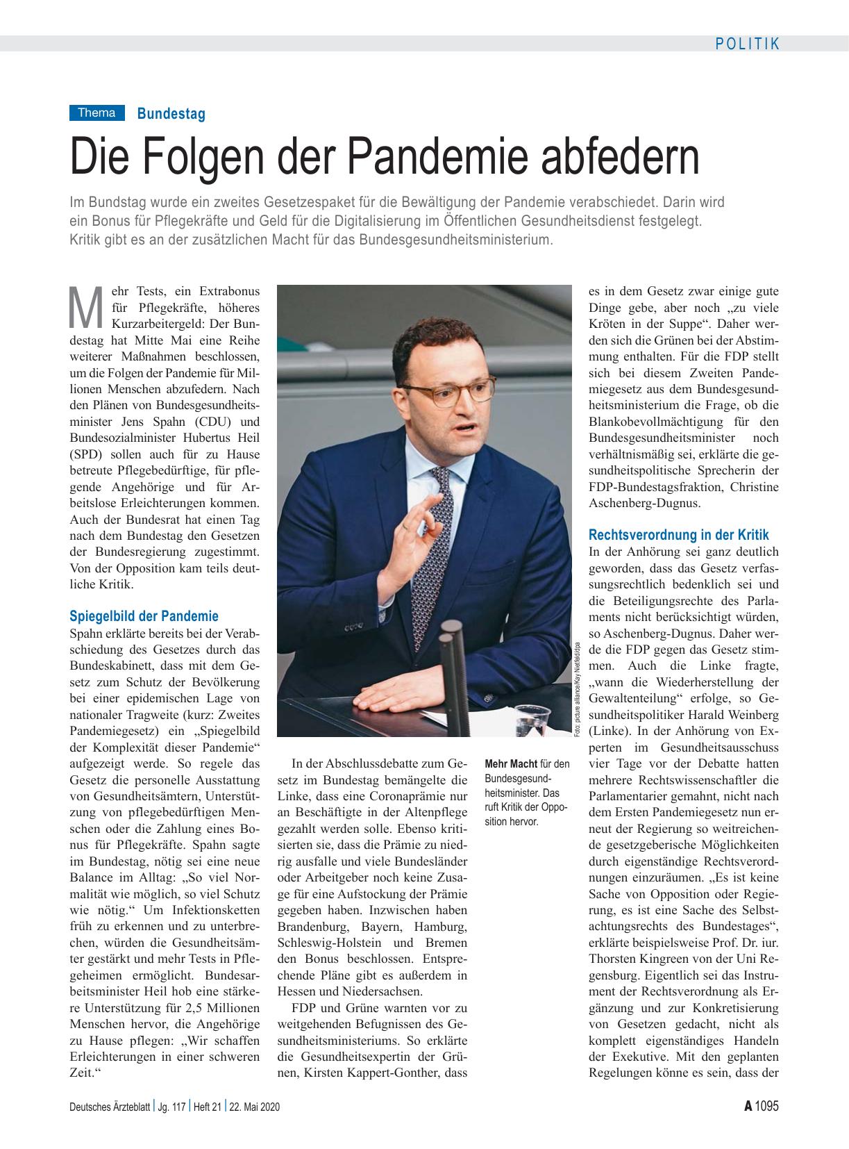 Vorschauseite 1: Bundestag: Die Folgen der Pandemie abfedern