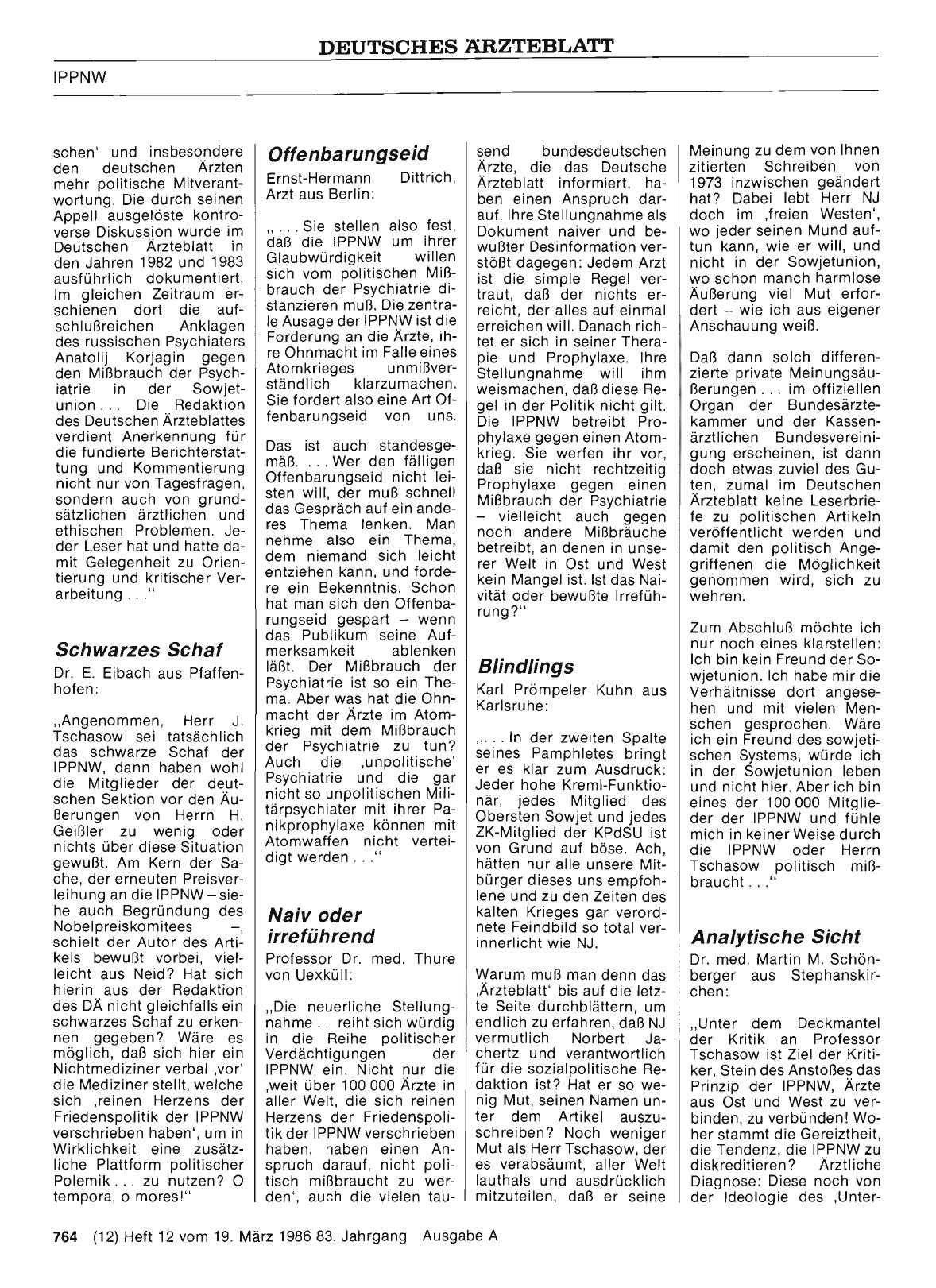 Vorschauseite 1: Die IPPNW muß jetzt Farbe bekennen: Schwarzes Schaf