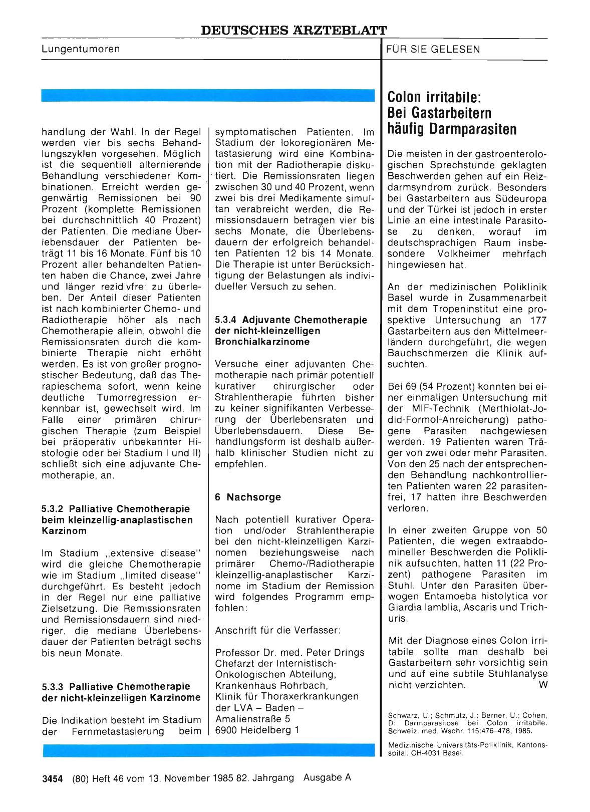 Vorschauseite 1: Colon irritabile: Bei Gastarbeitern häufig Darmparasiten