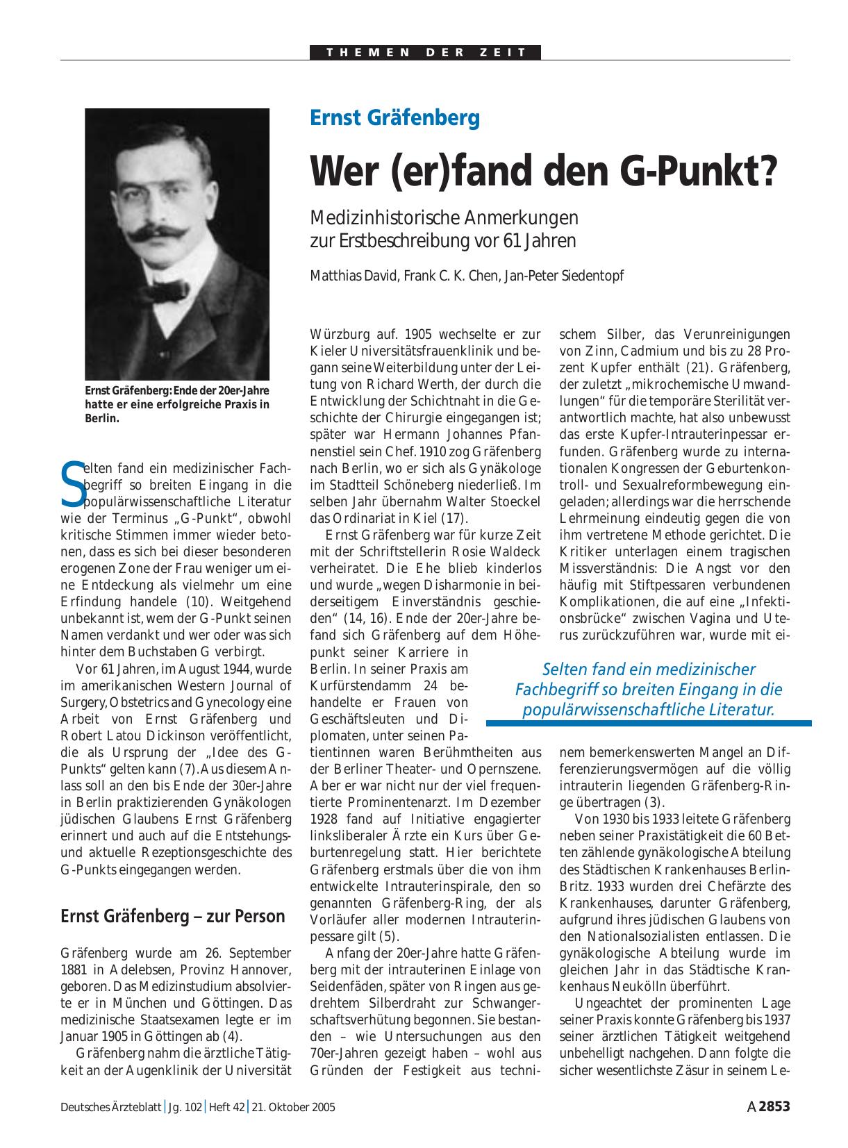Vorschauseite 1: Ernst Gräfenberg: Wer (er)fand den G-Punkt?
