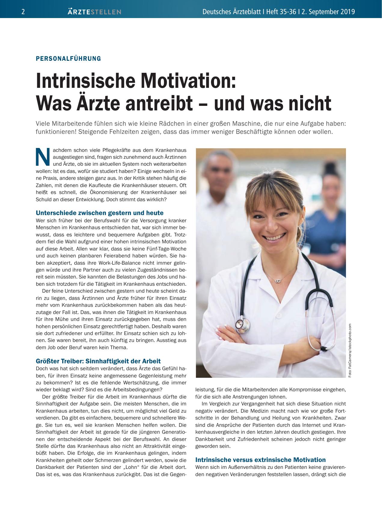 Vorschauseite 1: Personalführung: Intrinsische Motivation – Was Ärzte antreibt – und was nicht